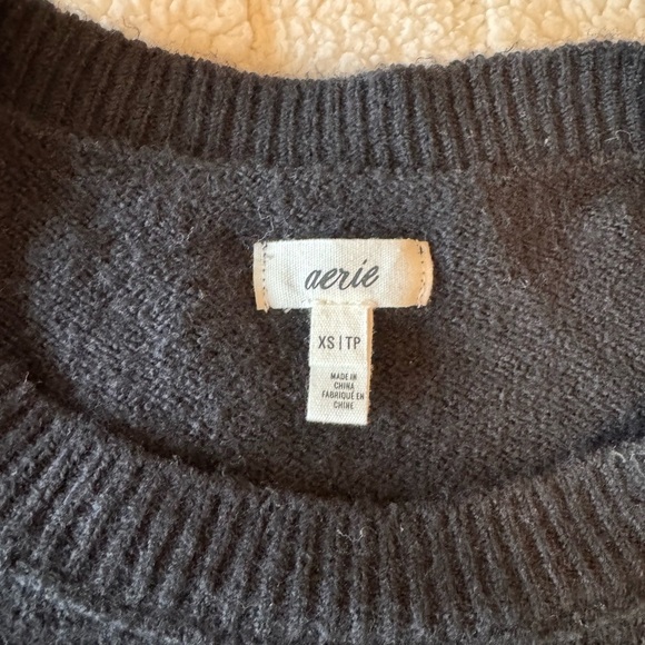 Aerie Black Crewneck Sweater with Classic Knit - Picture 3 of 3